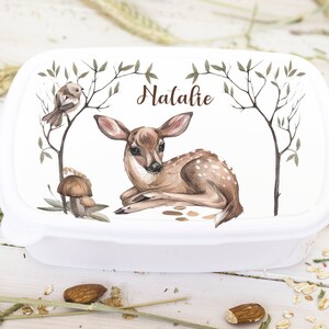 Boîte à lunch avec cerf, boîte à lunch fille, boîte à lunch pour la maternelle, boîte à lunch pour l'école, jardin d'enfants, boîte à lunch personnalisée pour la maternelle, l'école,