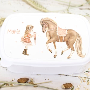 Boite à lunch cheval, fille, inscription cheval, cadeau écolier fille, chevaux