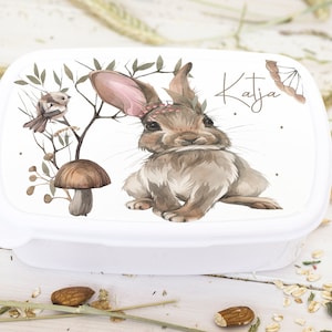 Boîte à lunch avec lapin, oiseau, animaux de la forêt, boîte à lunch pour l'école maternelle, boîte à lunch pour l'école, jardin d'enfants, boîte à lunch personnalisée pour la maternelle, l'école,