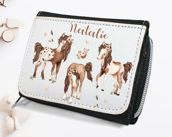 Purse with name, purse with horses / girls, purse for girls, as a gift, personalized, purse for children,