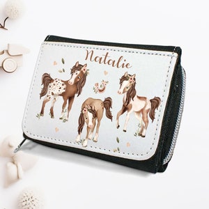 Geldbörse mit Namen, Geldbeutel mit Pferde  / Mädchen, Geldbörse für Mädchen, als Geschenk, personalisiert, Geldbeutel für Kinder,