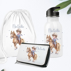 Bouteille en acier inoxydable personnalisée avec nom / écolier / équitation de première année / enfant de maternelle / bouteille d'eau