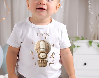 Birthday shirt personalized for boy / my first birthday / lion balloon / blue white