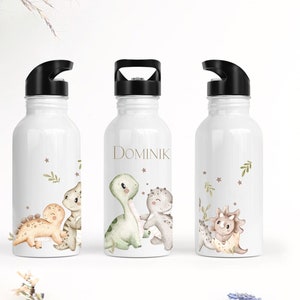Stainless steel bottle with name/personalized bottle/Dino Dinosaurus