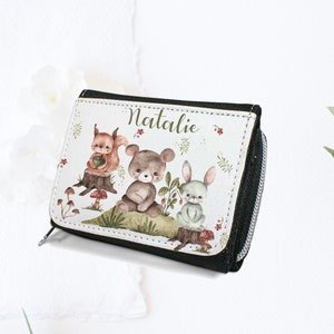 Geldbeutel  mit Namen, Geldbeutel Bär Hase Eichhörnchen  Waldtiere   /  Bauernhof Kinder  / personalisiert, Geldbeutel für Kinder,