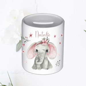 Spardose zur Taufe / Geburt Elefant / Spardose für Kinder   /  Safari Spardose mit Namen