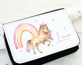 Geldbeutel mit Unicorn, Regenbogen, Geldbeutel für Kinder, Kindergeldbeutel, Geschenk für Mädchen, Unicorn, Schulkind,