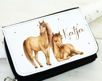 Purse with name, purse as a gift, children, school child, horses, horse, pony, for girls, personalized, birthday