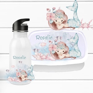 Bouteille d'eau/boîte à lunch sirène pour garderie de filles/bouteille d'eau/boîte à lunch avec sirène
