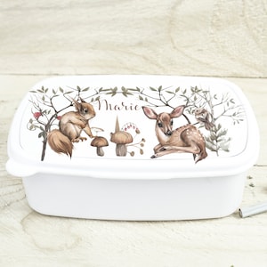 Boîte à lunch avec cerf, boîte à lunch fille, boîte à manger maternelle, boîte à lunch pour l’école, jardin d’enfants, boîte à lunch personnalisée pour la maternelle, école,