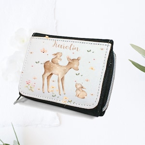 Geldbörse mit Namen, Geldbeutel mit Waldmotiv / Mädchen, Geldbörse für Mädchen, als Geschenk, personalisiert, Geldbeutel für Kinder,
