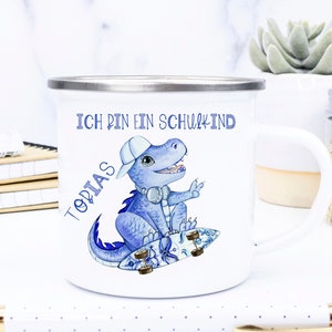 Mug émail, Dragon, Écolier, Sort, Cool, Scolarisation Jeune Dino, personnalisé, Asset d’enfant,