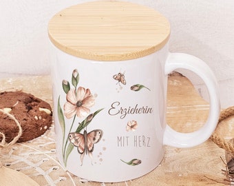 Personalisiertes Geschenk /Kaffeebecher mit Spruch / Dein Spruch / Personalisiert mit Wunschname / Blumen Natur
