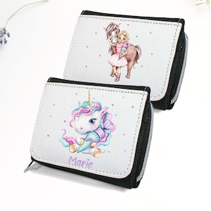 Geldbeutel mit  Unicorn Pferd Mädchen/Geldbeutel für Mädchen/ Geldbeutel für Schulkind, personalisierte Geldbeutel für Einschulung/