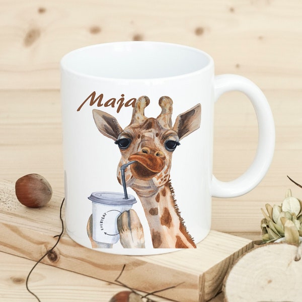 Tasse mit Namen, Giraffe, Kaffee, als Geschenk, personalisierte Tasse, Geburtstag, für Tante, für Patentante, für Kollegin, Ruhestand,