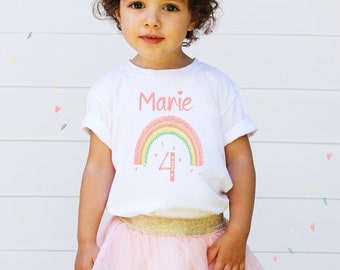 Birthday shirt personalized for girls/t-shirt with rainbow birthday/school enrollment