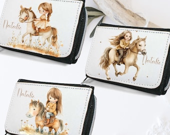 Geldbörse mit Pferd und Mädchen  / personalisiert/ Geldbeutel für Kinder/ Geschenk für Geburtstag/ Geldverpackung/