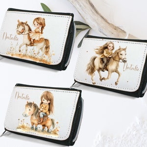 Geldbörse mit Pferd und Mädchen  / personalisiert/ Geldbeutel für Kinder/ Geschenk für Geburtstag/ Geldverpackung/