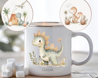 Tazza smaltata personalizzata con nome/regalo per bambini/dinosauro