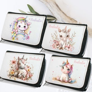 Geldbörse mit Unicorn Boho Blumen    / personalisiert/ Geldbeutel für Kinder/ Geschenk für Geburtstag/ Geldverpackung/