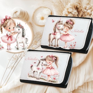 Geldbörse mit Pferd Mädchen   / personalisiert Namen / Geldbeutel für Kinder/ Geschenk für Geburtstag/ Geldverpackung/