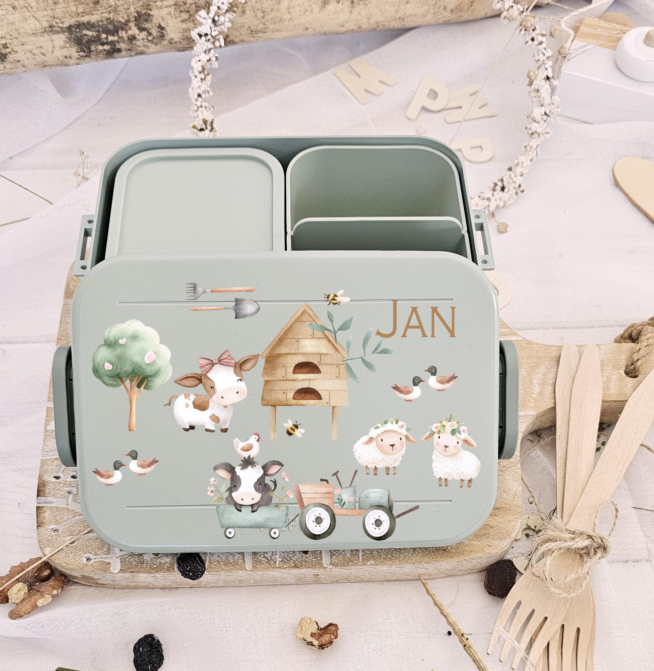 Zaino Personalizzato Per Bambini Con Trattore: Set Con Lunch Box E Bottiglia - BagBase (ritorno A Scuola) - Foto 3