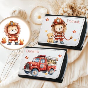 Geldbörse / personalisiert Namen / Geldbeutel für Kinder/ Geschenk für Geburtstag/ Geldverpackung/ Feuerwehr, Feuerwehrauto,