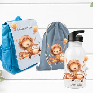 Bouteille d'eau avec lion Boho Safari / personnalisée avec nom / sac à dos pour enfants / garderie scolaire