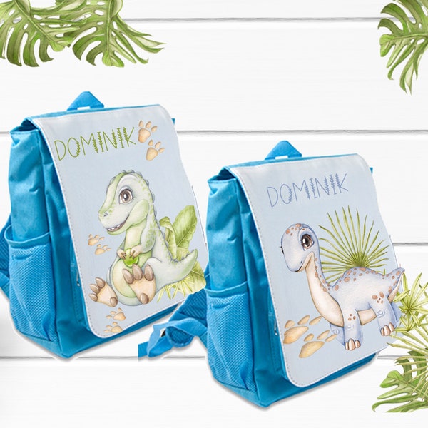 Children's backpack with dino, dinosaur children's backpack, kindergarten backpack personalized, blue dino boy,