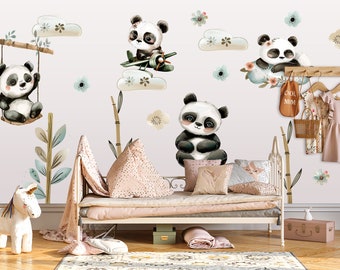 Wall sticker / wall decal / children's sticker / panda, safari,