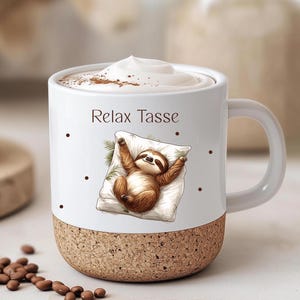 Kaffeetasse personalisiert , Geschenk für Weihnachten ,Faultier Relax Tasse, Geschenk für Freundin