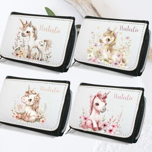 Geldbörse mit Unicorn Boho Blumen    / personalisiert/ Geldbeutel für Kinder/ Geschenk für Geburtstag/ Geldverpackung/