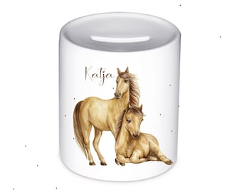 Money box with horses, money box as a gift, money box for children, personalized, birthday gift, school child,