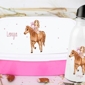 Boîte à lunch pour enfants écolier, sac à sucre fille cheval, bouteille scolarisation cheval, gourde fille cheval, cadeau scolarisation
