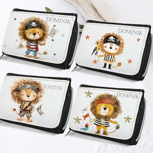 Geldbörse mit Löwe Pirat  / personalisiert/ Geldbeutel für Kinder/ Geschenk für Geburtstag/ Geldverpackung/