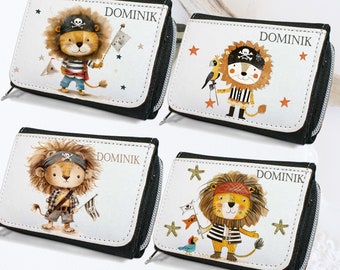 Wallet with lion pirate / personalized/ wallet for children/ gift for birthday/ money packaging/