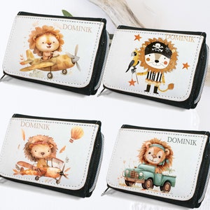 Geldbörse mit Löwe, Flugzeug, Boho, Auto,  / personalisiert/ Geldbeutel für Kinder/ Geschenk für Geburtstag/ Geldverpackung/