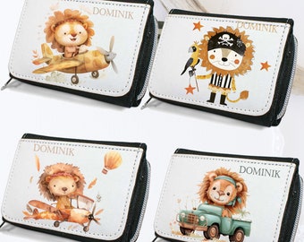 Wallet with lion, airplane, boho, car, / personalized/ wallet for children/ gift for birthday/ money packaging/