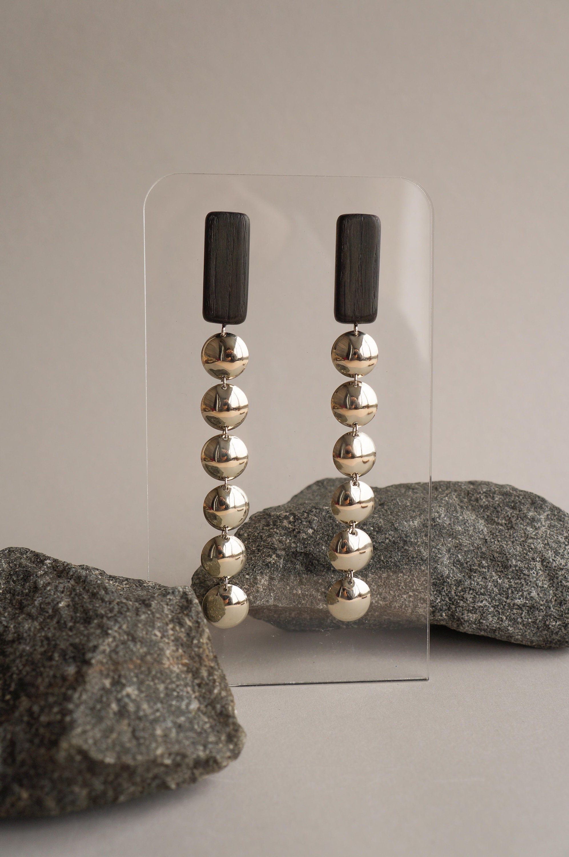 Hammered stud earrings Wooden stud earrings Modern Etsy