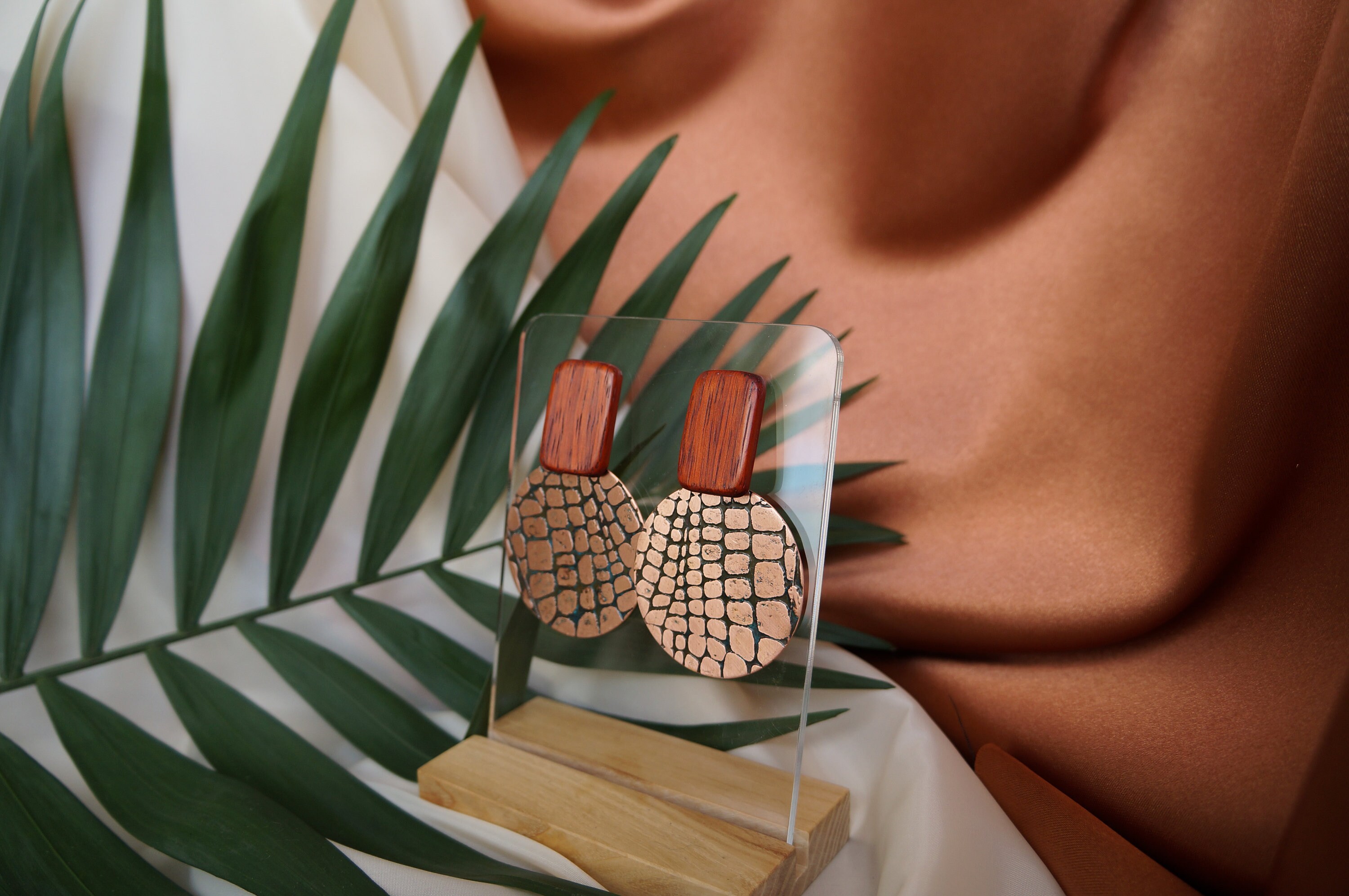 Burnt Orange Earrings Bohemian Earrings Quirky Earrings Etsy