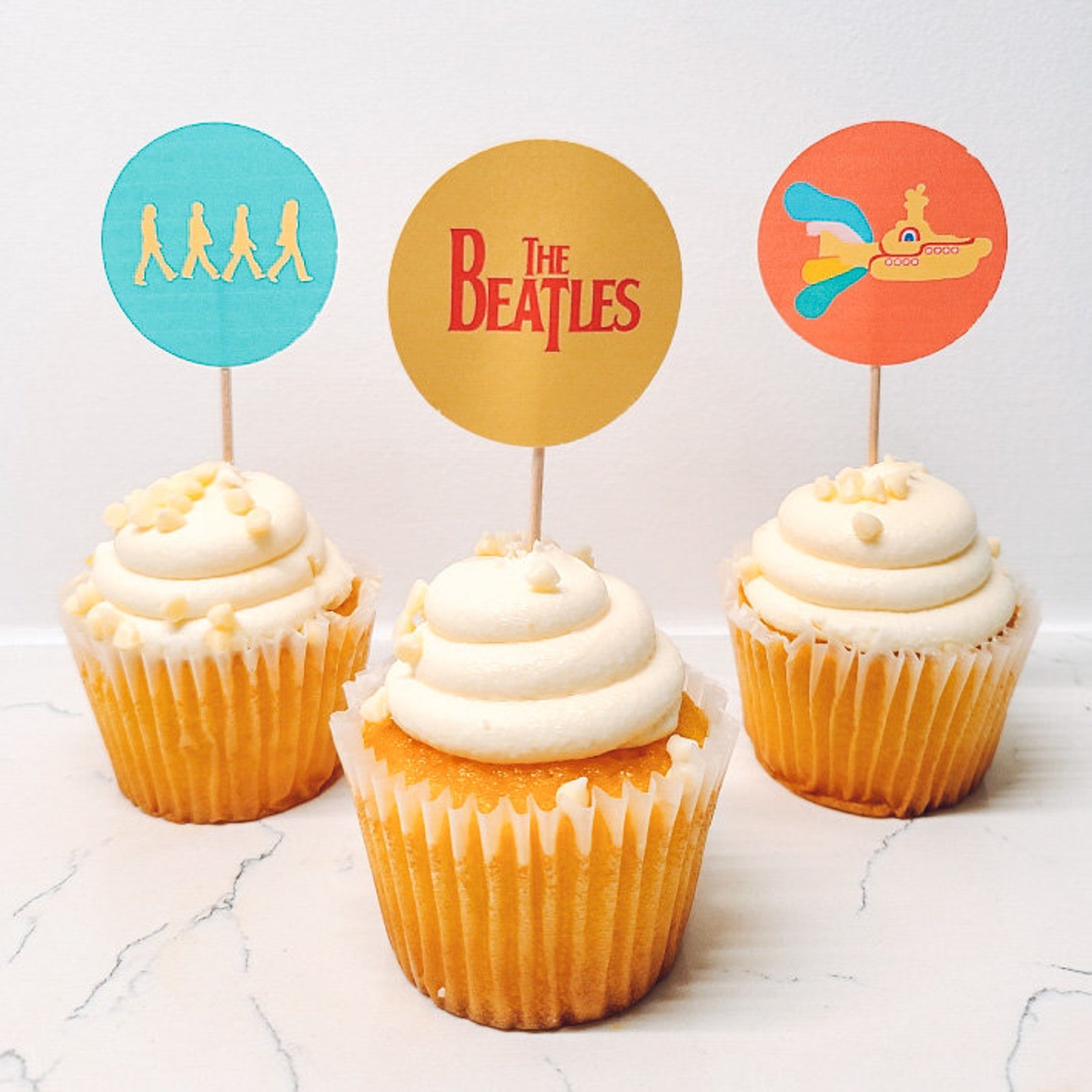 Beatles Cupcake Toppers Yellow submarine cupcake toppers Beatles Cupcake Toppers Yellow submarine cupcake toppers