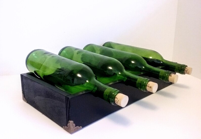 COUNTERTOP WINE RACK Gloss Black 4 Bottle Design Corner Etsy