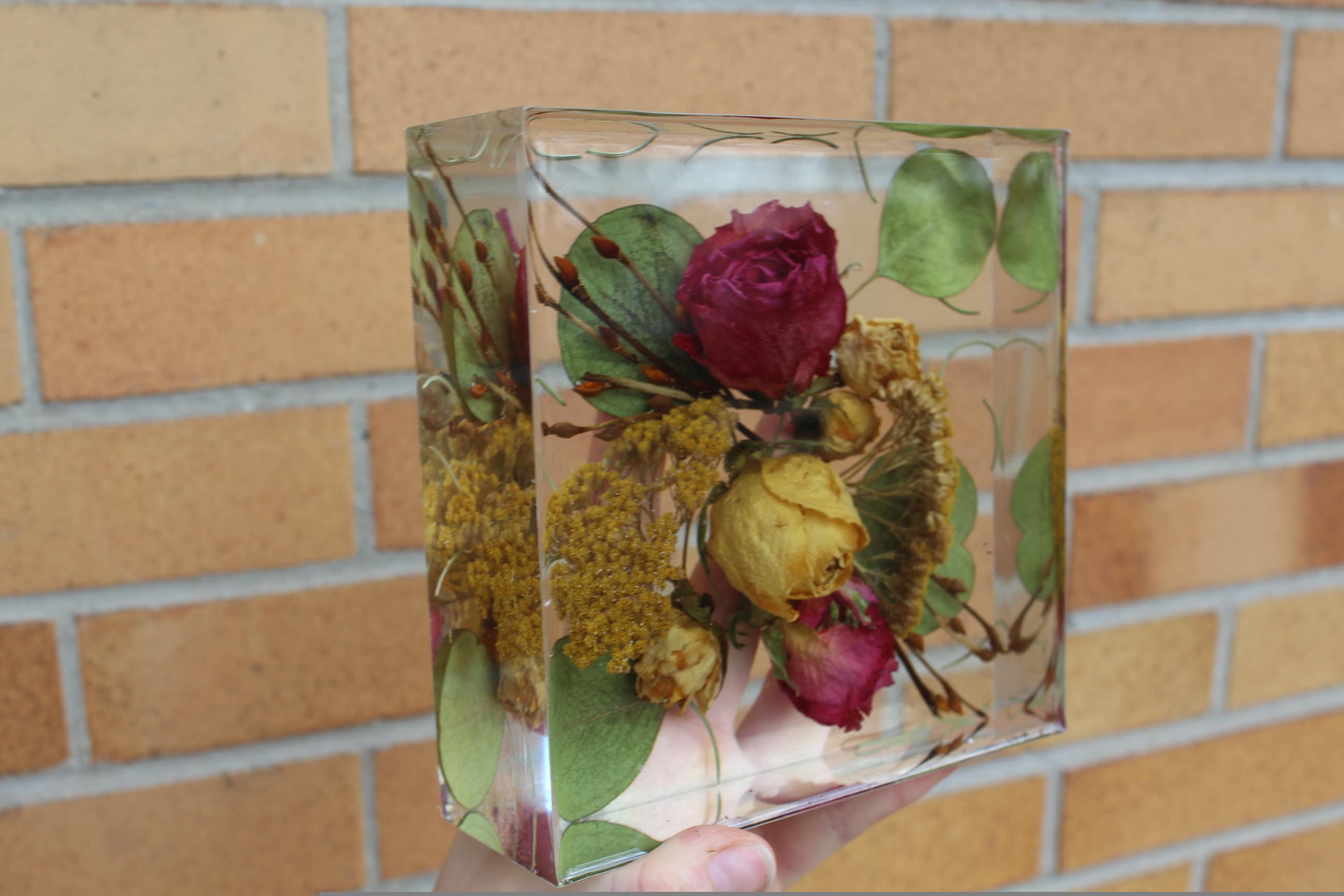 Real flower resin block glass flower decor flower art glass Etsy