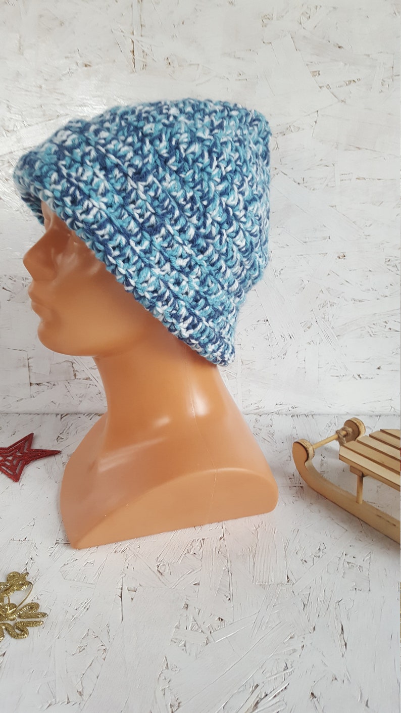 Teen colorful hat Long hat Crochet slouchy hat Men acrylic hat Women hat Boho beanie Adult acrylic hat Unisex hat