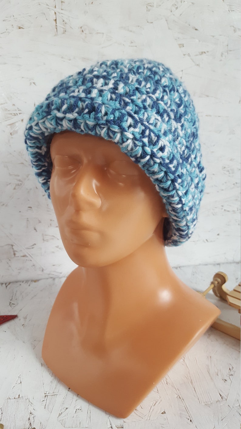 Teen colorful hat Long hat Crochet slouchy hat Men acrylic hat Women hat Boho beanie Adult acrylic hat Unisex hat