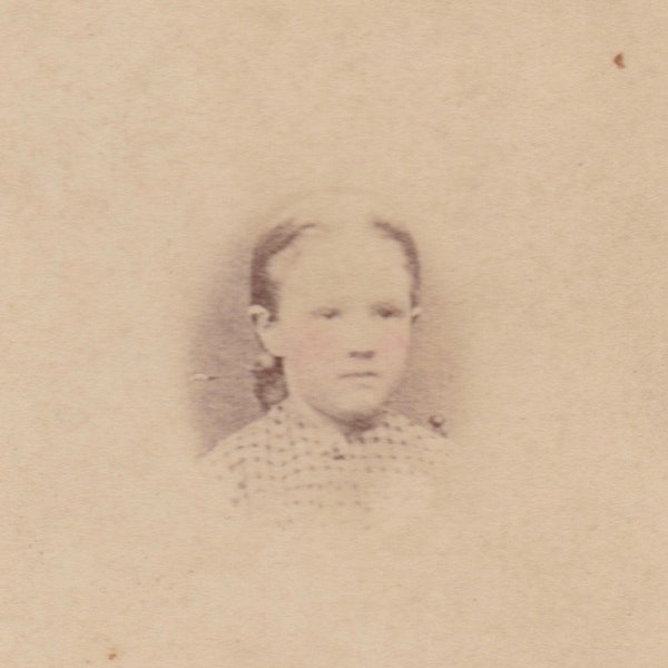 Antique Identified Colorized CDV Photo, Carte de Visite, 1800s, Girl, Portrait, A.P. Bailey, Sacramento, California, History, 19th Century
