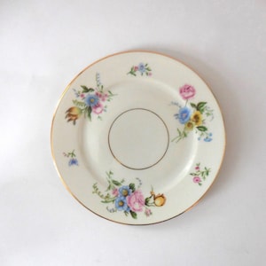 Heinrich H&Co No. 16419 patrón hueso porcelana plato de cena 10 1/4&quot; selb alemán gran adorno de oro floral