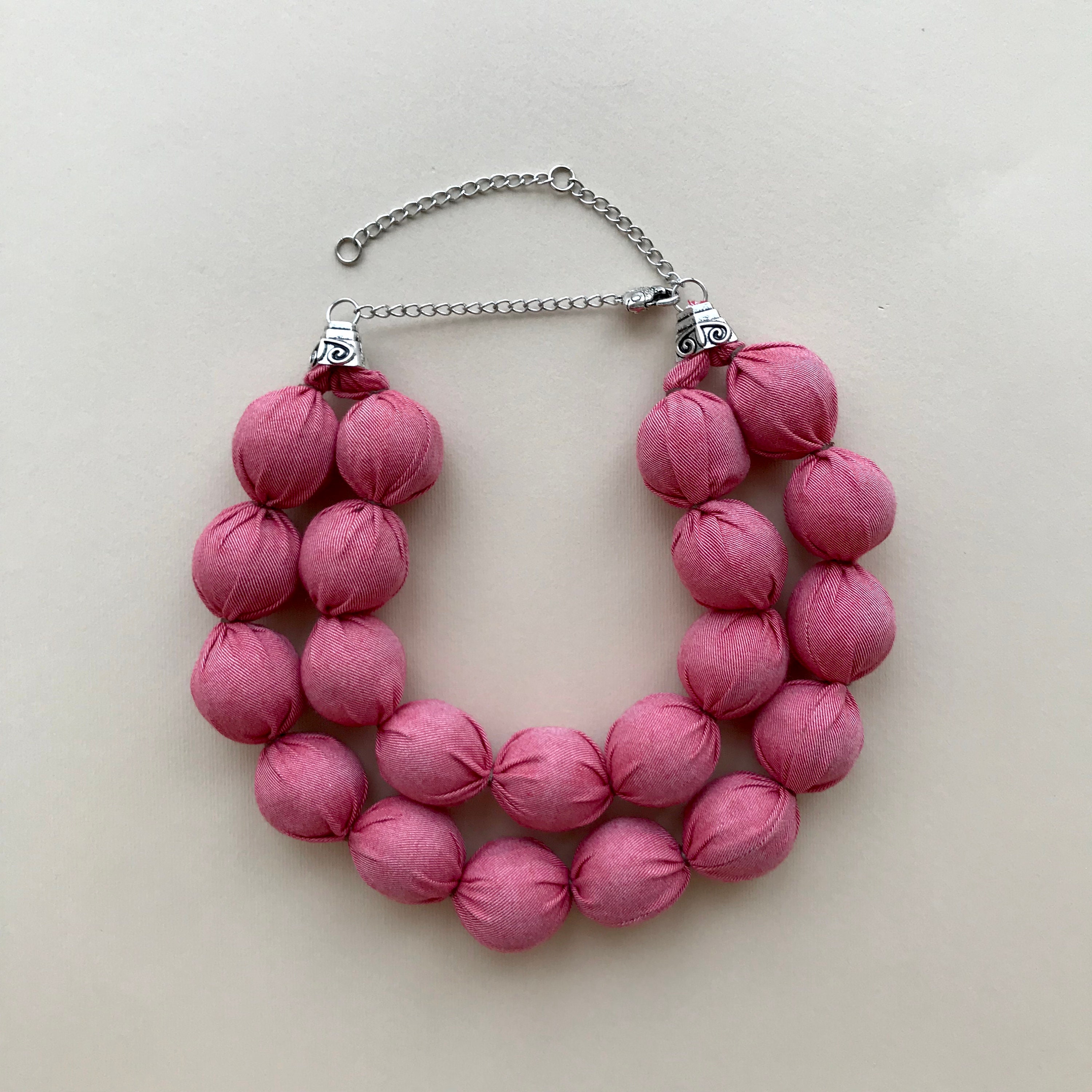 Large Fabric Bead Necklace Handmade Textile Beaded Necklace Etsy