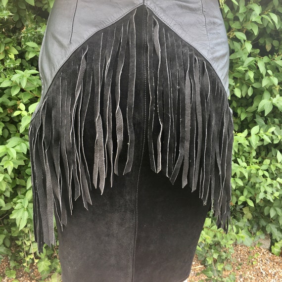 Vintage leather skirt, black leather skirt, cowgi… - image 3