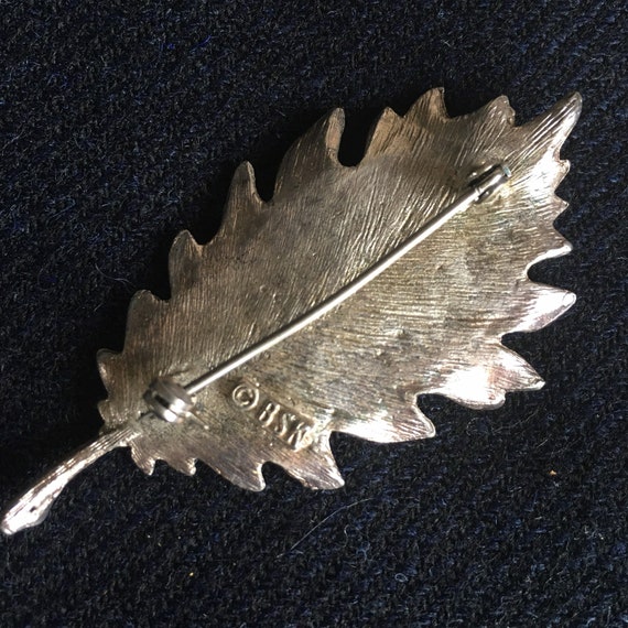 BSK 50s brooch, signed vintage brooch,oak leaf br… - image 4